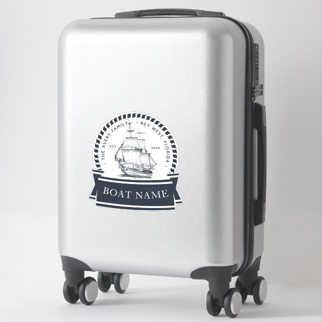 Sticker Bateau moderne Nautique Personnalisé (Sur valise)