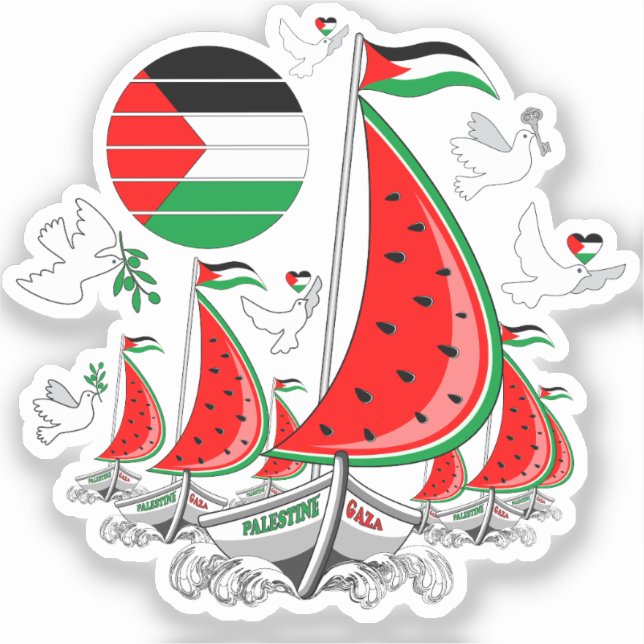 Sticker Bateaux de la Flottille de la Liberté Mondiale à G (Recto)