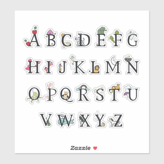 STICKER BÂTIMENT VINYL POUR ENFANTS : GRAPHIQUE ALPHABET (Feuille)