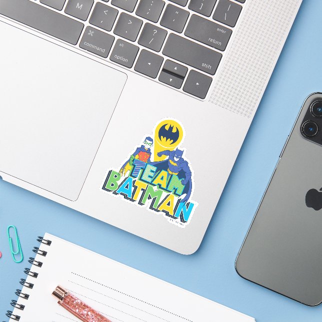 Sticker Batman | Team Batman & Robin (Ordinateur portable avec iPhone)