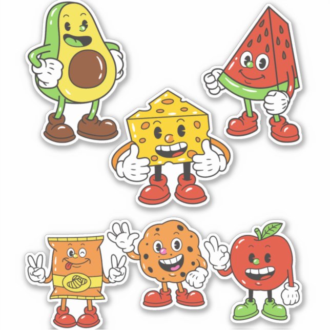 Sticker Batterie de pommes à pastèque Avocado Pack 6 (Devant)