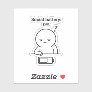 Sticker Batterie sociale : 0% - Funny Chubby Character Int