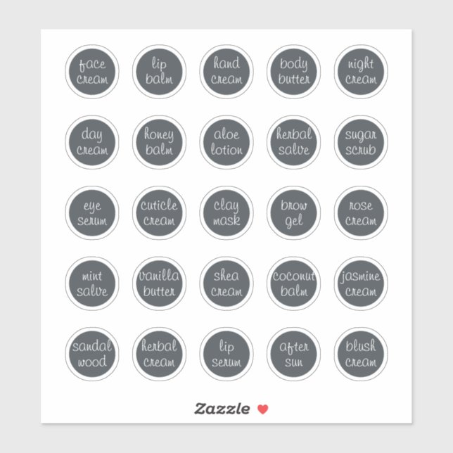 Sticker Baume de crème de bocal noir personnalisable de 1, (Feuille)