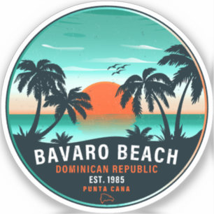 Sticker Bavaro Beach Dominicaine Retro Sunset Souvenir 60s
