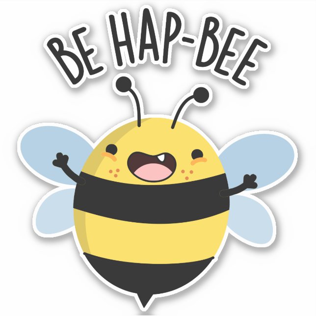 Sticker Be Hap-bee Funny Bee Pun (Devant)