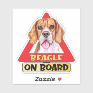 Sticker Beagle à bord Chien rouge Triangle de signalisatio