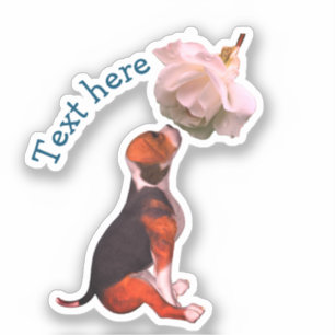 Sticker Beagle Chien blanc rose mignon Personnalisé