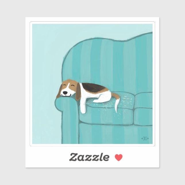 Sticker Beagle mignon dormant sur le canapé | Amoureux des (Feuille)