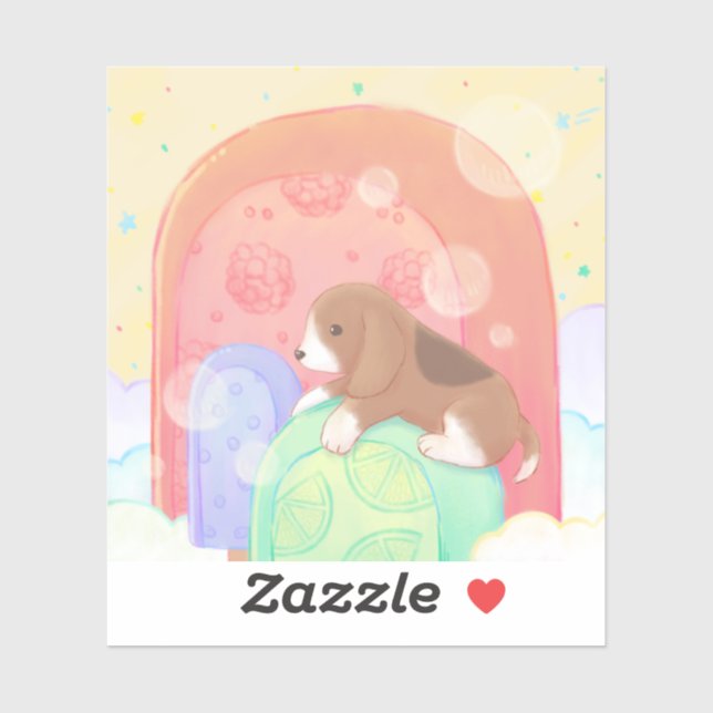 Sticker Beagle & Popsicles (Feuille)