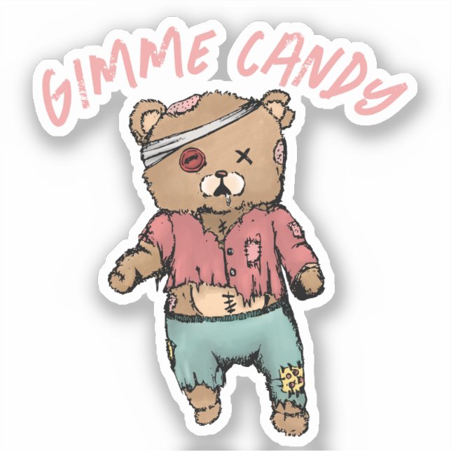 Sticker Bear en Teddy rose mignonne Zombie Gimme Candy Hal (Recto)
