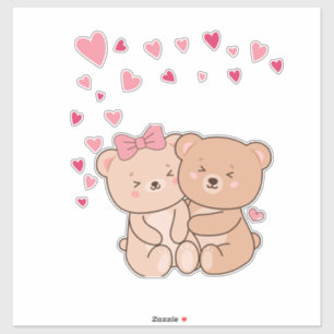 Sticker Bear Hugs - mignonne Animal Couple Valentine's Day