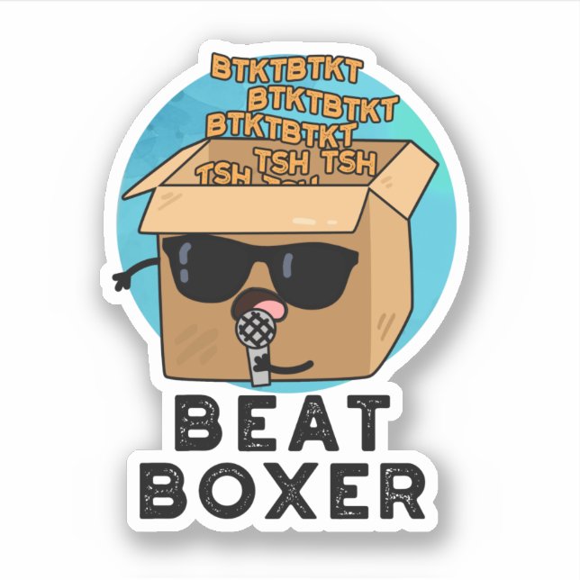 Sticker Beat Boxer Funny Beatboxbox Pun (Devant)