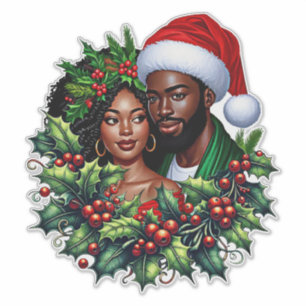 Sticker Beau couple noir Holly noël art de la couronne