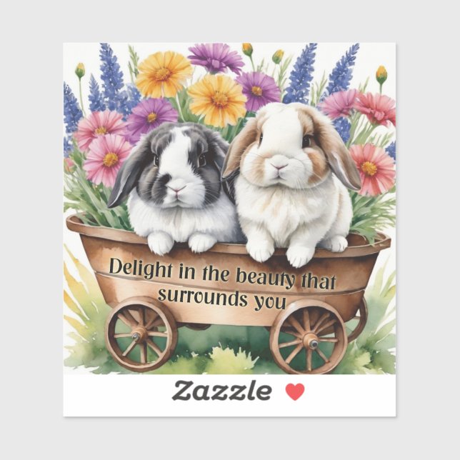 Sticker Beau Lapin Lapin Lop Joli lapin (Feuille)