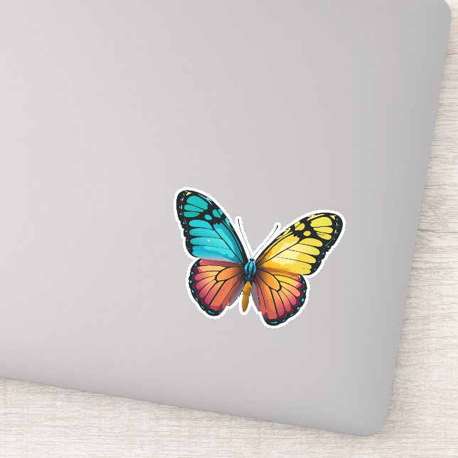Sticker Beau papillon multicolore (Détail)