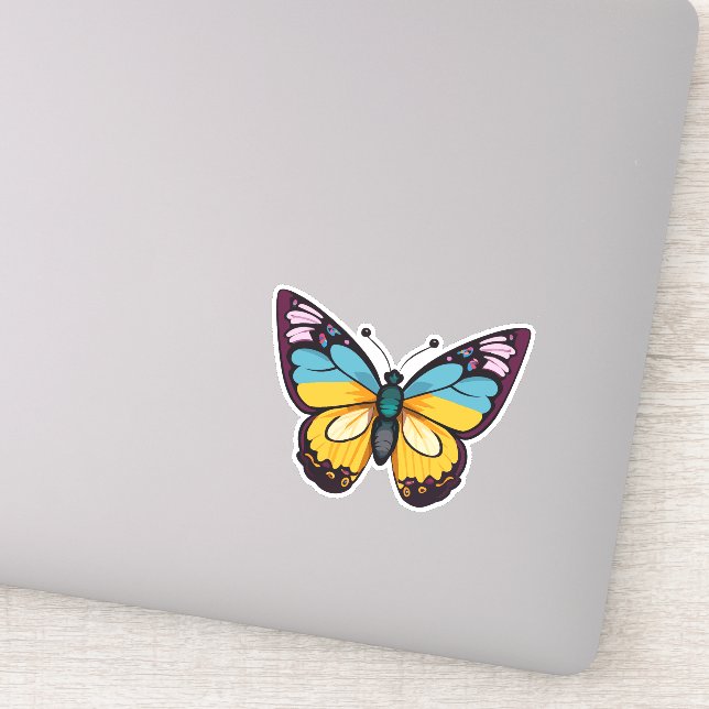 Sticker Beau papillon multicolore (Détail)