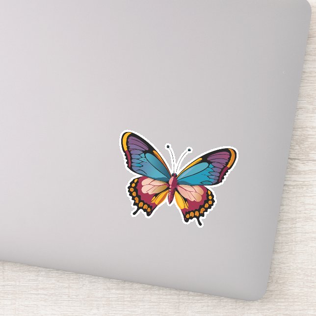 Sticker Beau papillon multicolore (Détail)