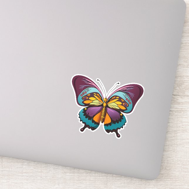 Sticker Beau papillon multicolore (Détail)