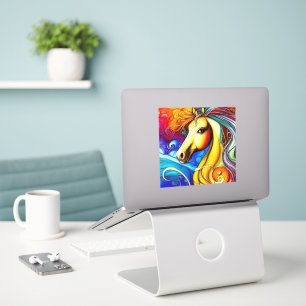 Sticker Beau Rainbow Horse Portrait Vinyl Decal
