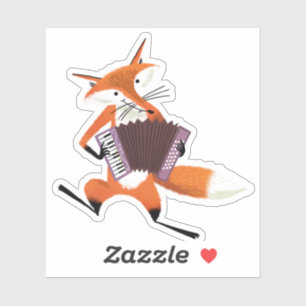 Sticker Beau renard à l'accordéon