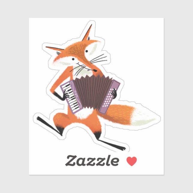 Sticker Beau renard à l'accordéon (Feuille)