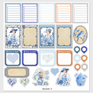 Sticker Beauté florale bleue et blanche