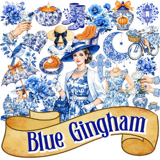Sticker Beauté florale bleue et blanche