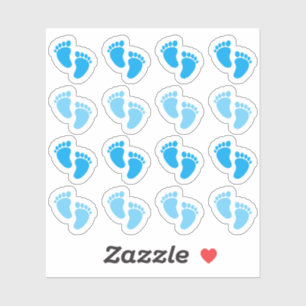 Sticker Bébé bleu Empreinte Garçon Nouveau-né Faire-part
