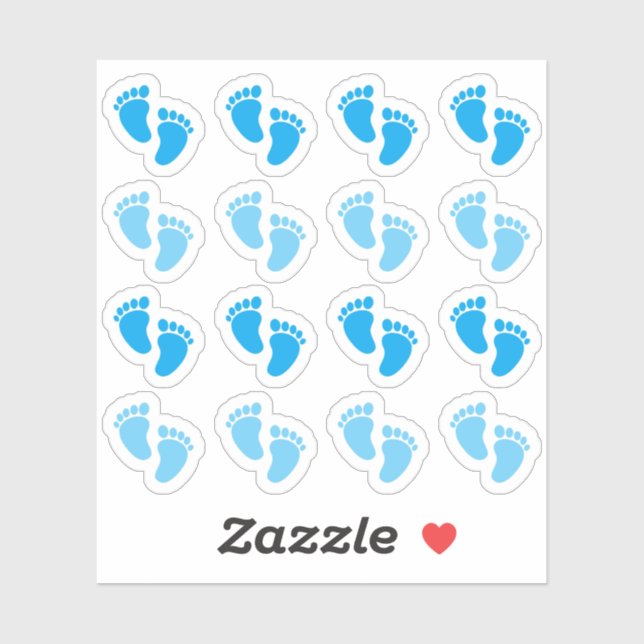 Sticker Bébé bleu Empreinte Garçon Nouveau-né Faire-part (Feuille)