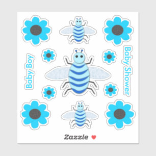 Sticker Bébé Bleu mignon Bee Bee Baby shower personnalisé