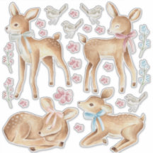 Bébé Cerf & Oiseaux Chambre Mur Ensemble de