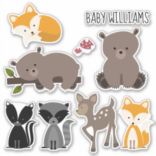 Sticker Bébé d'animaux de région boisée