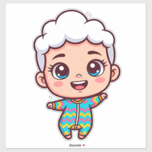 Sticker Bébé Dessin Animé Heureux