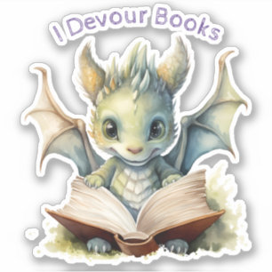 Sticker *~* Bébé Dragon LECTURE LIVRES dévorant AP88