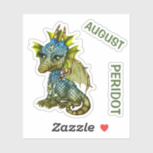 Sticker Bébé en Pierre de naissance Dragon Août Péridot