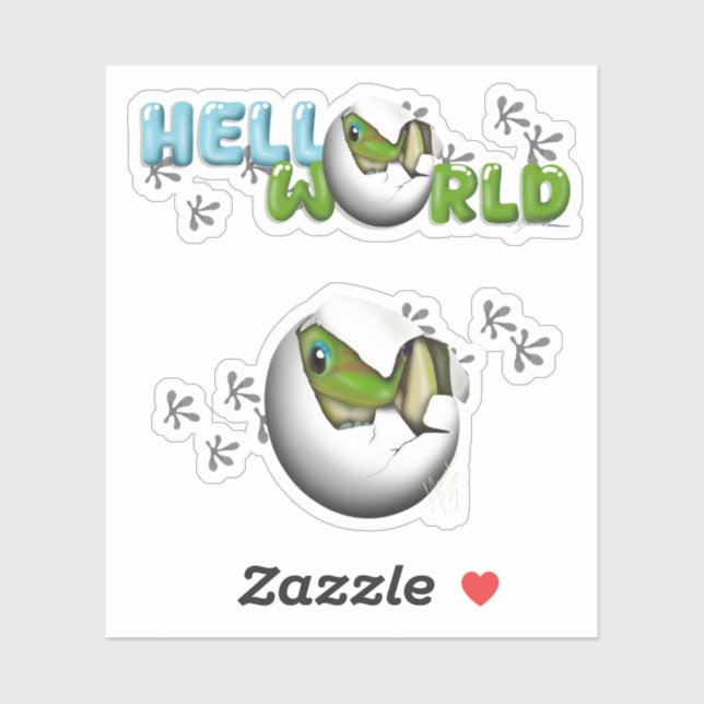 Sticker Bébé gecko dans l'œuf  (Feuille)