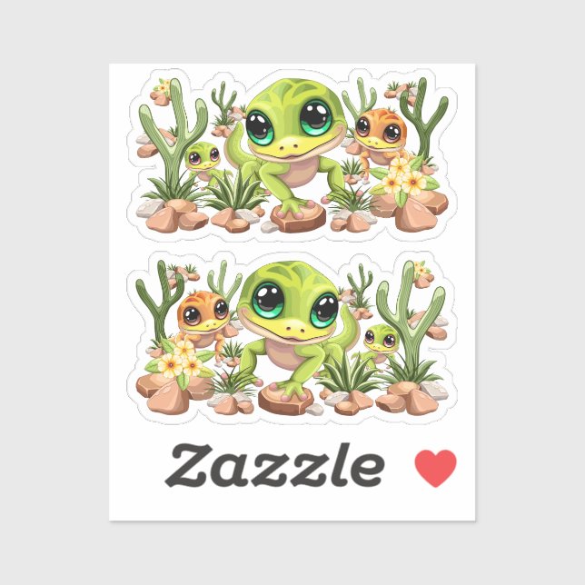 Sticker Bébé Geckos jote personnages de dessin (Feuille)