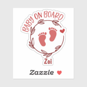 Sticker Bébé Mignon À Bord Couronne d'empreintes de pied r