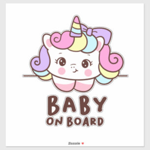 Sticker Bébé mignon à bord Unicorn