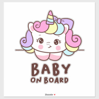 Sticker Bébé mignon à bord Unicorn