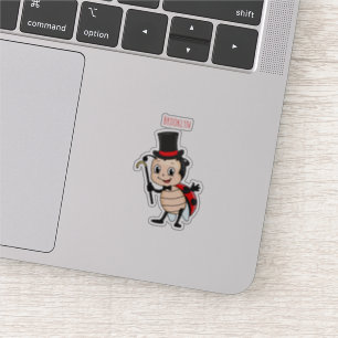 Sticker Bébé mignon avec chapeau et dessin animé de cravat