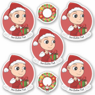 Sticker Bébé mignon avec un dessin du casquette de Noël