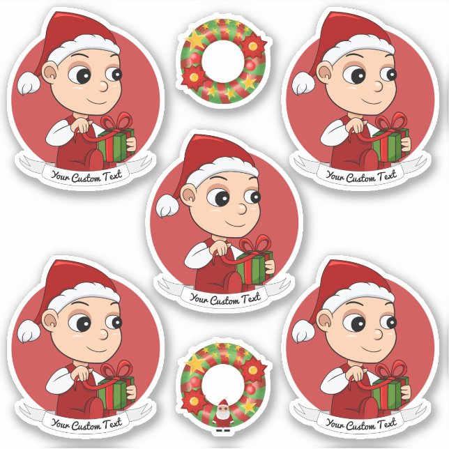 Sticker Bébé mignon avec un dessin du casquette de Noël (Devant)