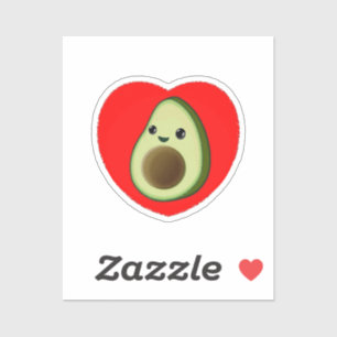 Sticker Bébé mignon Dessin Avocado Dans Le Coeur Rouge