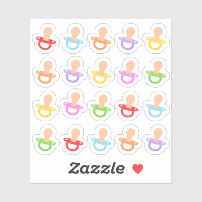 Sticker Bébé Pacifier mignon coloré mannequin (Feuille)