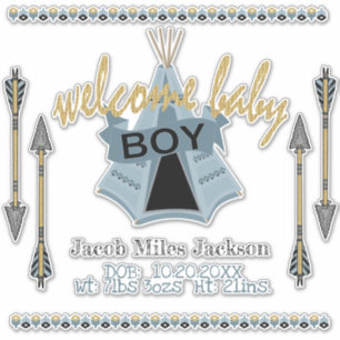 Sticker Bébé Teepee Bleue Bébé Tente - Baiser