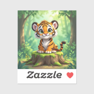 Sticker Bébé Tigre   Art de nurserie de dessin animé migno