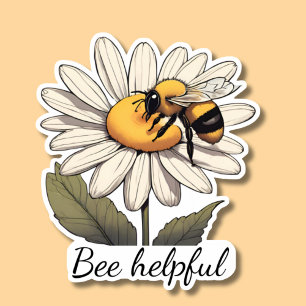 Sticker Bee Helful Sweet Bumblebee sur Daisy Waterproof