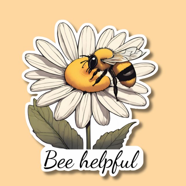 Sticker Bee Helful Sweet Bumblebee sur Daisy Waterproof (Créateur téléchargé)
