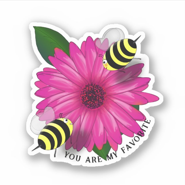 Sticker Bee's Lunch Date on Pink Flower (Devant)